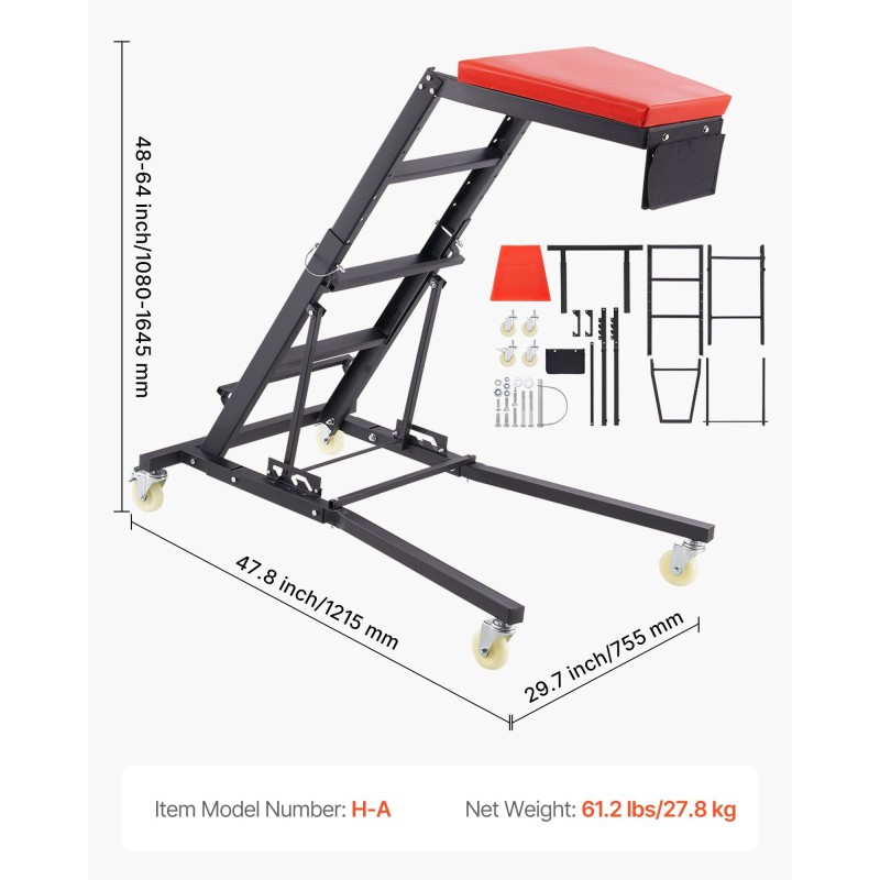 Säädettävä teräsmoottoriteline pehmustetulla alustalla 1080–1645 mm korkeussäätö noin 181 kg kantavuus
