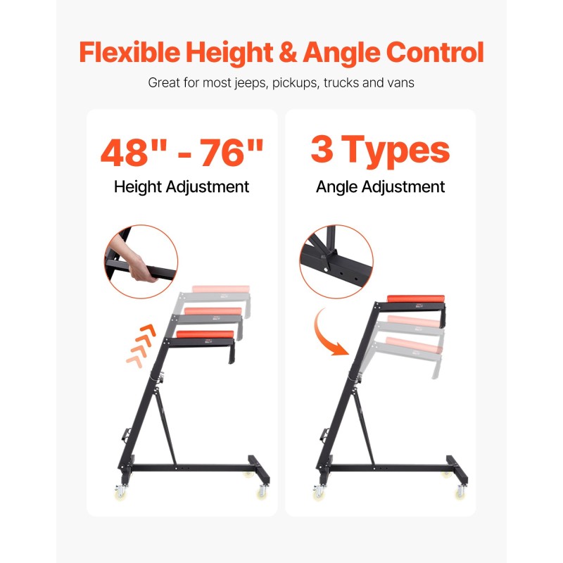 Pehmustettu säädettävä huoltotaso moottoritilalle teräsrunko 1260–1920 mm kantavuus 400 paunaa