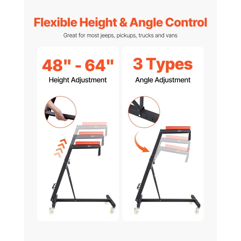 Yläpuolinen huoltotaso teräsrunko säädettävä 1160–1685 mm 4 pyörää autojen korjaukseen