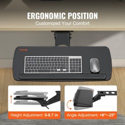 Näppäimistötaso pöydän alle 250x635 mm säädettävä korkeus ja kallistus