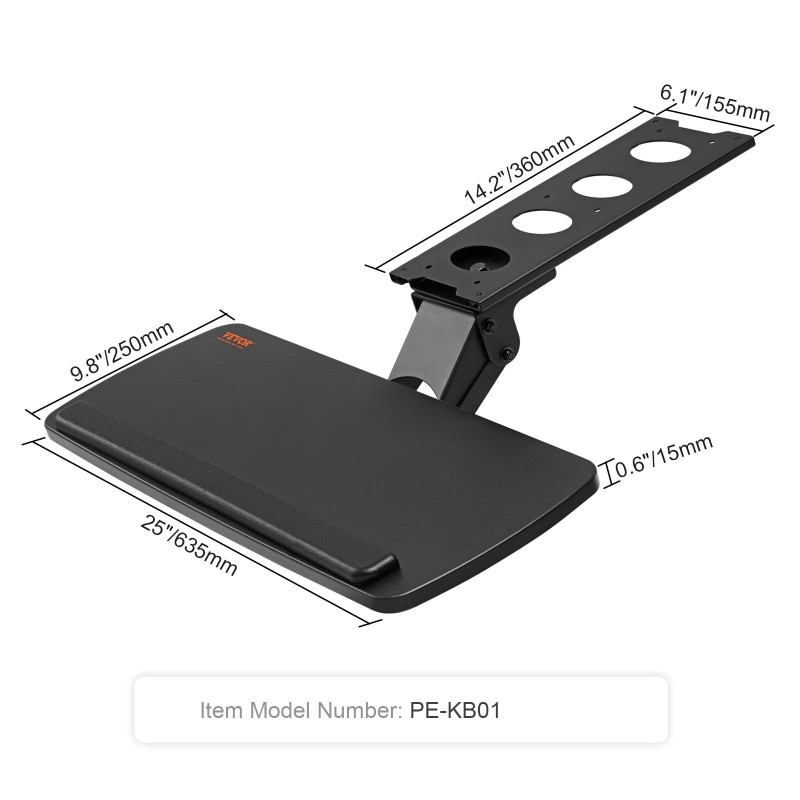 Näppäimistötaso pöydän alle 250x635 mm säädettävä korkeus ja kallistus
