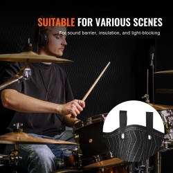 Äänieristävä peite polyesterikankaasta 243,8 x 203,2 cm kolmikerroksinen musta 9 purjerengasta