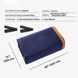 Muuttohuopa 2032x1829 mm kuitukangas kierrätetty puuvilla 12 kpl huonekalujen suojaamiseen