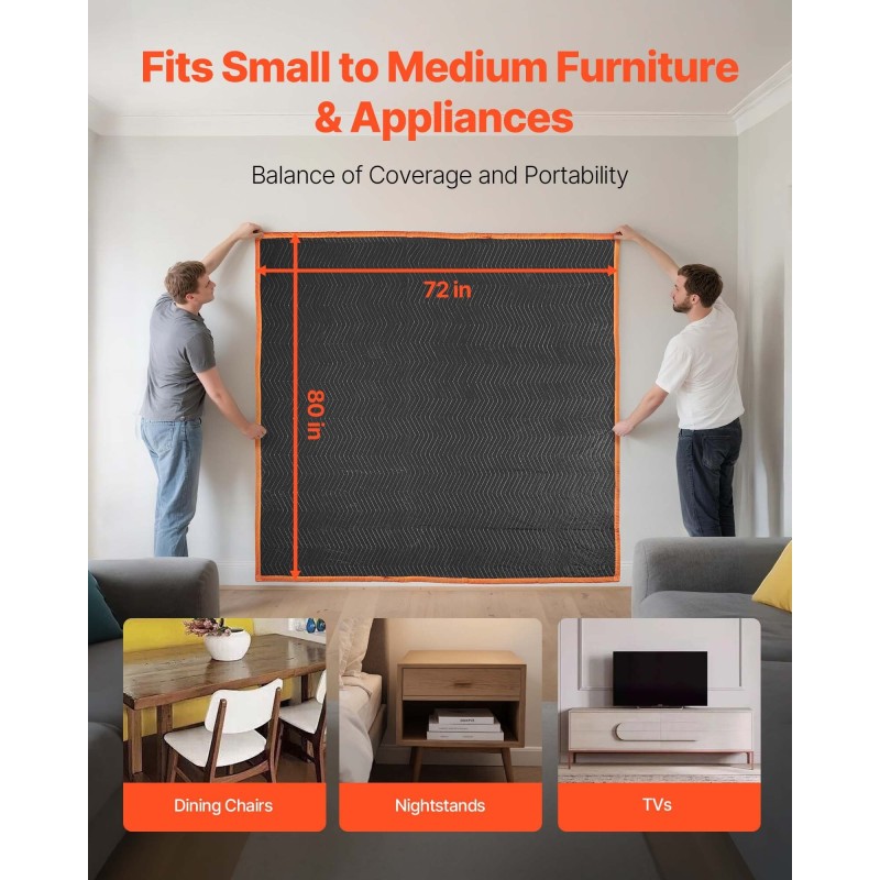 Pehmustetut muuttosuojapeitteet 6 kpl 2032 x 1829 mm kuitukangas puuvillatäytteellä