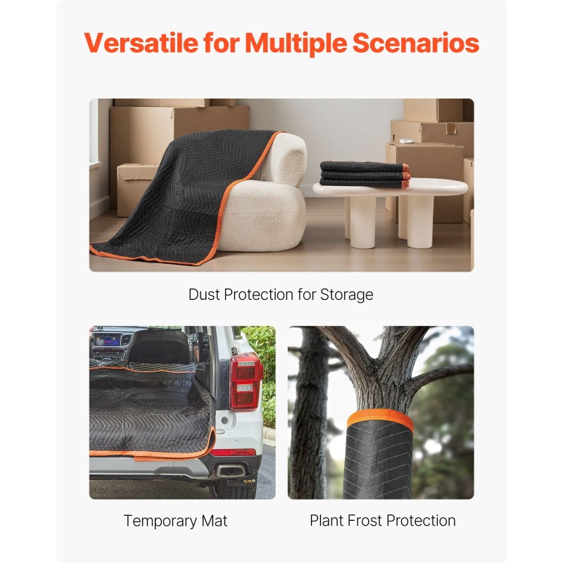 Pehmustetut muuttosuojapeitteet 6 kpl 2032 x 1829 mm kuitukangas puuvillatäytteellä