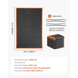 Muuttosuojapeitteet 6 kpl 1829×1016 mm kierrätetyllä puuvillatäytteellä kuitukankaasta tikatulla pinnalla