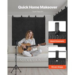 Ääntä vaimentava huopa kudottua polyesterikangasta kierrätetyllä puuvillatäytteellä 2032×1219 mm musta