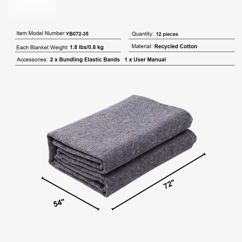 Muuttosuojapeitto paksu kierrätetty puuvilla 182,9 x 137,2 cm 12 kpl