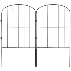 Metallinen puutarha-aita hiiliteräksinen musta 61 cm korkeus 396,2 cm pituus 10 paneelia