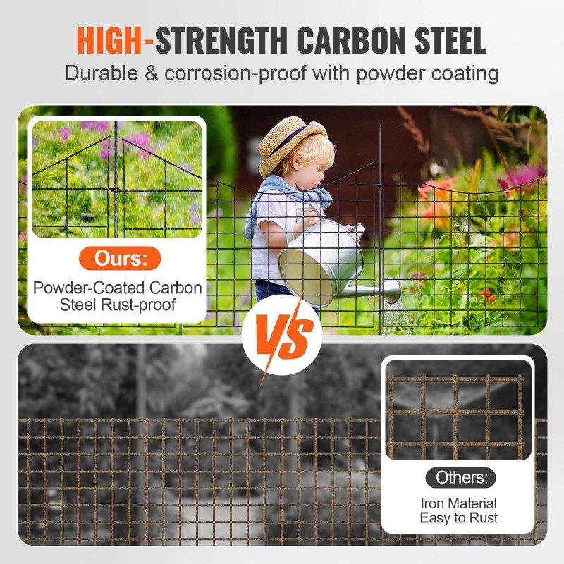 Metallinen puutarha-aita hiiliteräs 75×93 cm 5 kpl musta lemmikkien suojaksi