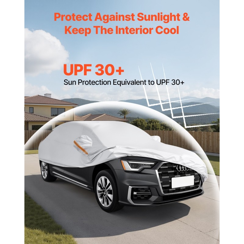 Auton suojapeite PEVA alumiinikalvo puuvillavuori täyskokoisille eurooppalaisille sedan-autoille vesitiivis hopea vasen