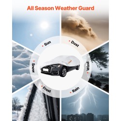 Auton suojapeite PEVA alumiinikalvo puuvillavuori täyskokoisille eurooppalaisille sedan-autoille vesitiivis hopea vasen