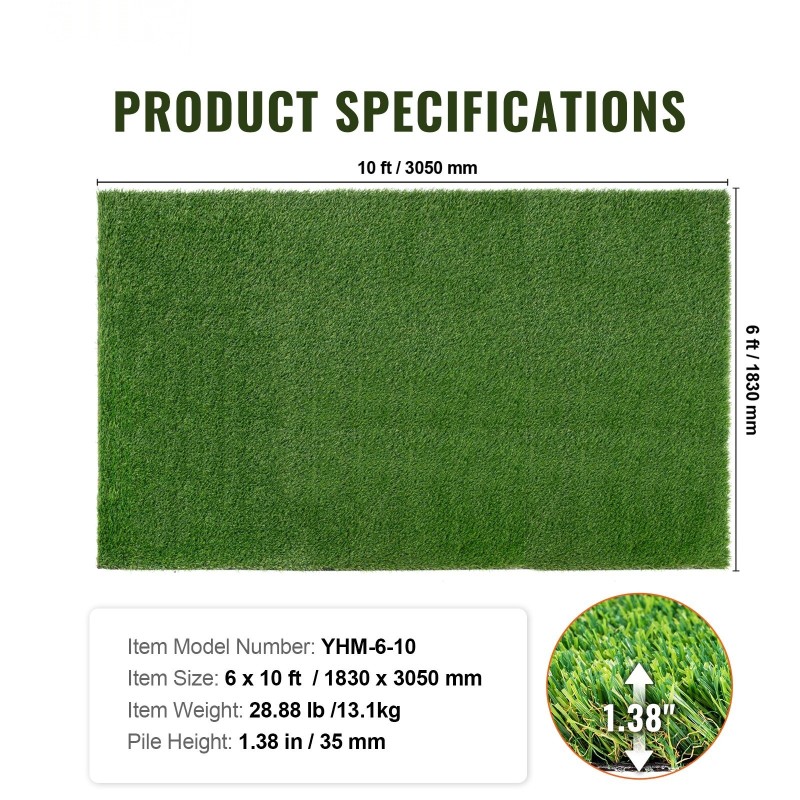 Keinonurmi polypropeeni polyeteeni 1,8 x 3 m 35 mm