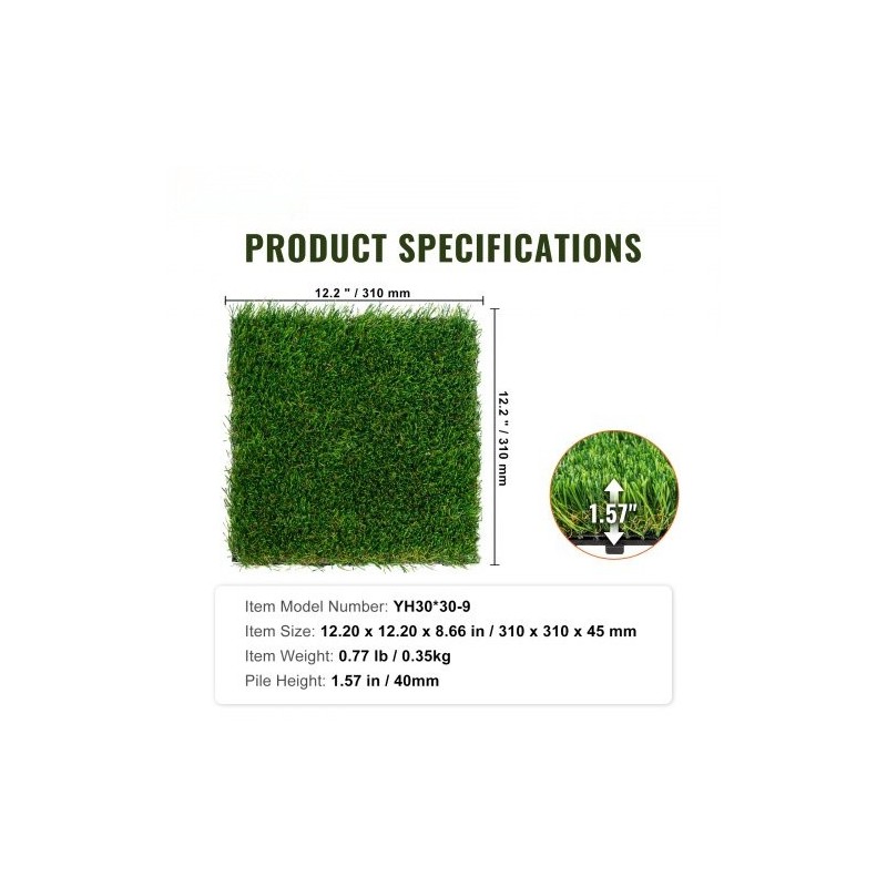 Keinonurmilaatat 9 kpl 305x305mm polypropeeni ja polyeteeni toisiinsa lukittuvat