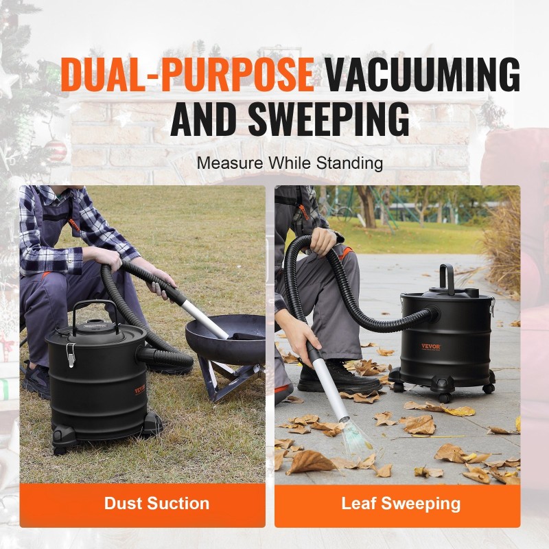 Tuhkaimuri sähkökäyttöinen 1200 W 20 l HEPA-suodatin 1,2 m metalliletku tulisijoille