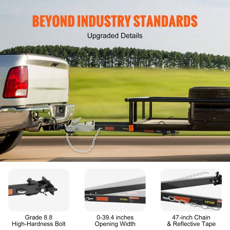 Hinausaisa pulverimaalatusta seosteräksestä 2495 kg kantavuus 2 tuuman vetokuulalle 1000 mm avausleveys