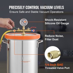 Tyhjiökammio 11,4 l 304 ruostumatonta terästä karkaistu lasikansi kumitiiviste silikoniset tiivistyskorkit kaasunpoistoon