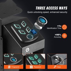 Pistoolikaappi seinään asennettava 3 mm Q235 teräs 1 pistoolille biometrinen sormenjälkilukko