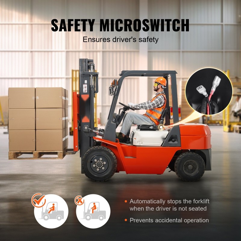 Trukin istuin PVC-verhoilulla polyuretaanivaahto säädettävä taittoselkänoja mikroturvakytkin 160–340 mm kiinnitysuralle