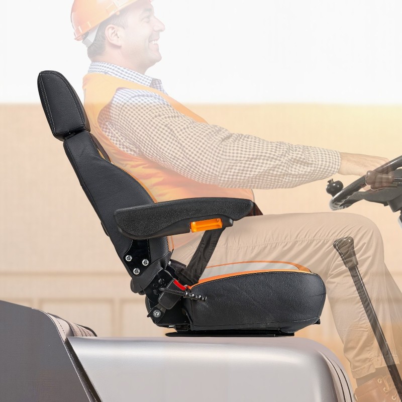 Yleismallinen trukin ja työkoneen säädettävä istuin teräsrunko käsinojat turvavyö niskatuki