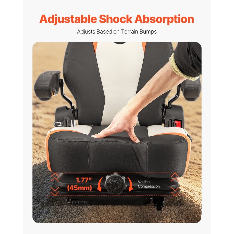 Trukin istuin Q235 teräsrunko PVC päällinen säädettävällä jousituksella ja turvavyöllä