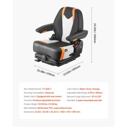 Trukin istuin Q235 teräsrunko PVC päällinen säädettävällä jousituksella ja turvavyöllä