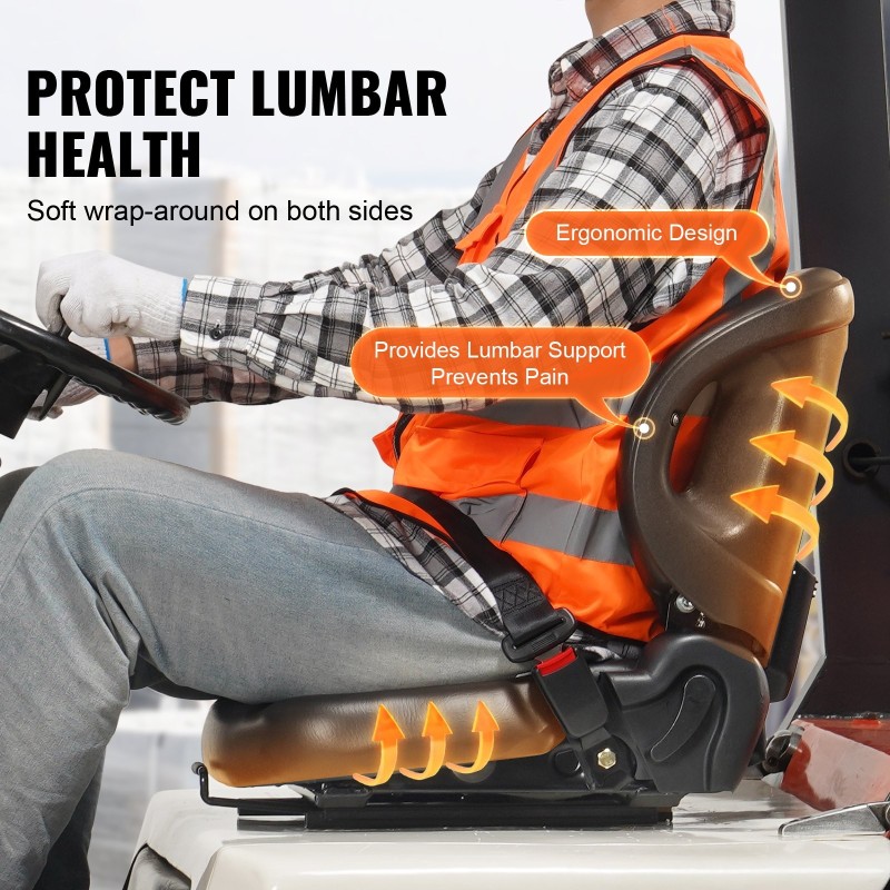 Trukin istuin PVC-tekonahka pituussäätö 7 tuumaa selkänoja 70–110° mikro-turvakytkin