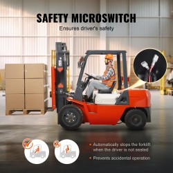 Työkoneen istuin PVC-päällisellä 160–340 mm kiinnitysuralle mikroturvakytkimellä kaksoisvedenpoistoaukoilla