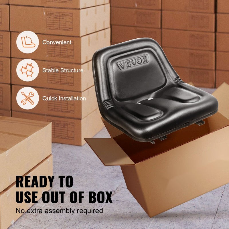 Työkoneen istuin PVC-päällisellä 160–340 mm kiinnitysuralle mikroturvakytkimellä kaksoisvedenpoistoaukoilla