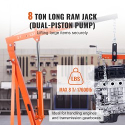Pitkä hydraulinosturi 8 tonnia 660–1160 mm nostoalue 500 mm nostoliike haarukkajalka