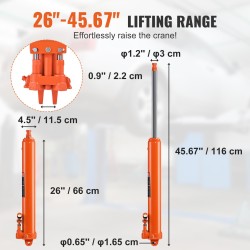 Pitkä hydraulinosturi 8 tonnia 660–1160 mm nostoalue 500 mm nostoliike haarukkajalka