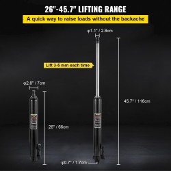 Hydraulinen pitkämäntäinen teräsrunkoinen tunkki 3 tonnin nostokyky 66-116 cm yksimäntäisellä pumpulla niveljalalla