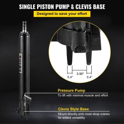 Hydraulinen pitkämäntäinen teräsrunkoinen tunkki 3 tonnin nostokyky 66-116 cm yksimäntäisellä pumpulla niveljalalla
