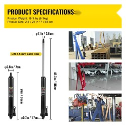 Hydraulinen pitkämäntäinen teräsrunkoinen tunkki 3 tonnin nostokyky 66-116 cm yksimäntäisellä pumpulla niveljalalla