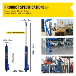 Hydraulinen pitkämäntäinen tunkki 8 tonnin nostokyky teräsrakenne yksimäntäinen pumppu 66–116 cm nostokorkeus