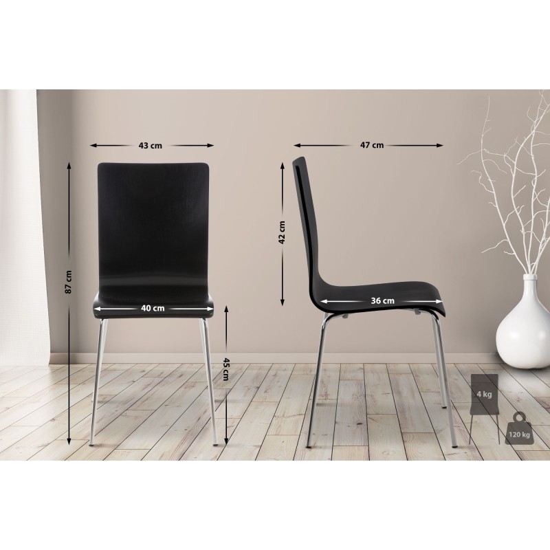 4 kpl Pepe-odotushuonetuoli ergonominen puuistuin kromattu metallirunko