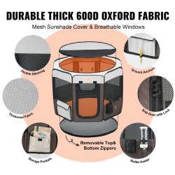 Taitettava kahdeksanpaneelinen lemmikkiaitaus 600D Oxford-kangas koko M 91 cm sisä- ja ulkokäyttöön