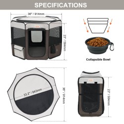 Taitettava kahdeksanpaneelinen lemmikkiaitaus 600D Oxford-kangas koko M 91 cm sisä- ja ulkokäyttöön