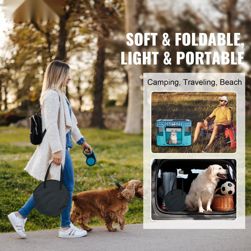 Taitettava lemmikkiaita 600D Oxford-kangas 81x61x56 cm vedenpitävä sisä- ja ulkokäyttöön