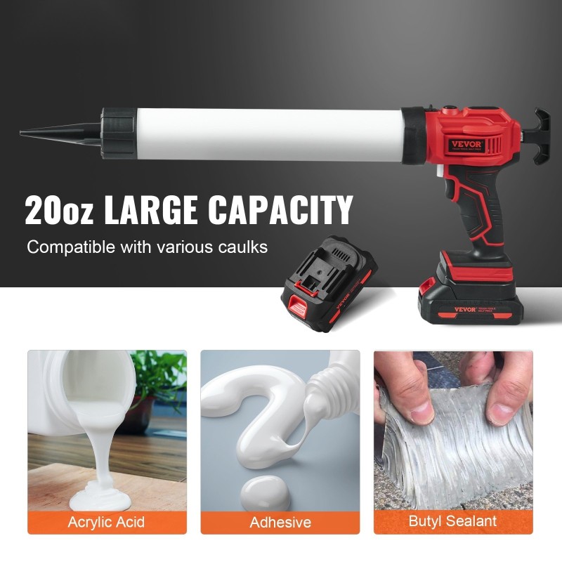 Sähköinen saumausmassapistooli 20V 600ml 4-portainen 270 kg 2000mAh akku