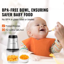 Sähköinen kaksinopeuksinen monitoimihakkuri 600 ml lasikulho 400 W ruostumattomat terät