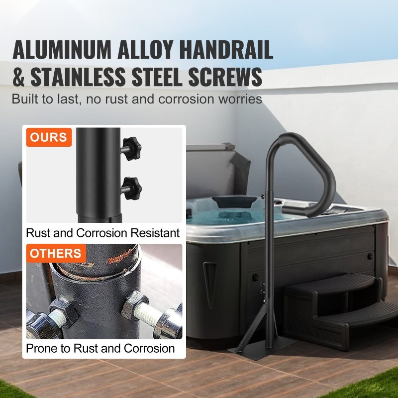 Kylpytynnyrin ruostumaton alumiinikaide 122–160 cm säädettävä 360 asteen kääntyvä 272 kg kantavuus