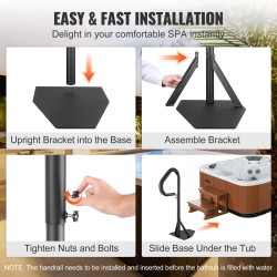 Kylpytynnyrin alumiininen kaide 360 asteen kääntyvä korkeussäädettävä 88,9–144,8 cm