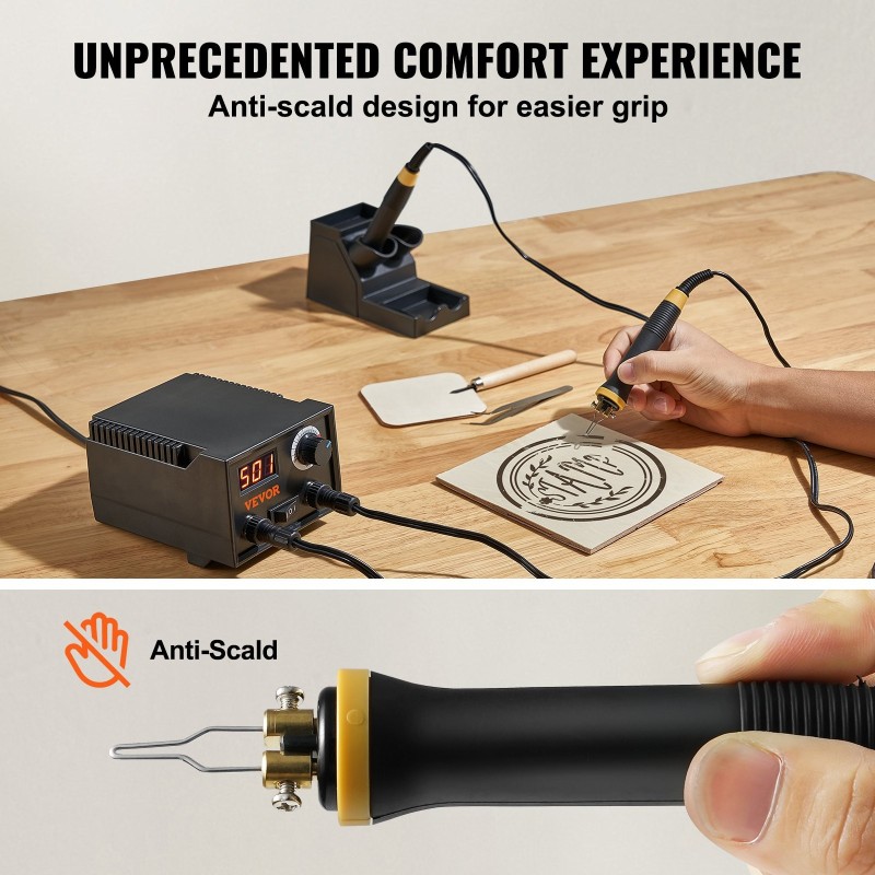 Puutyöpolttosarja kaksi polttokynää 23 lankakärkeä säädettävä lämpötila 200–700 astetta digitaalinen näyttö