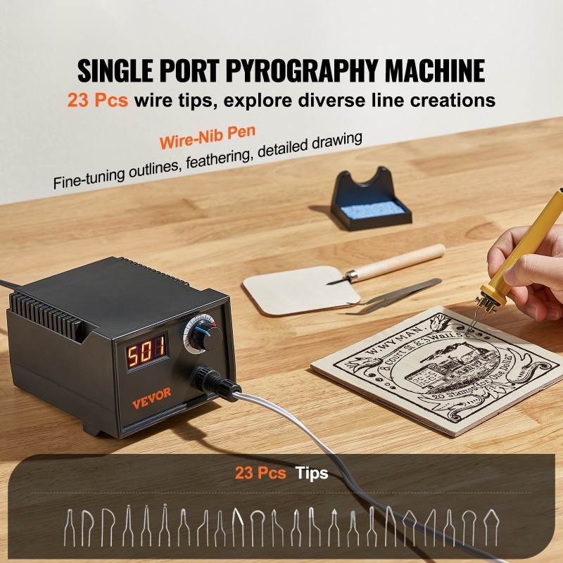 Puunpolttosarja säädettävä 200–700°C digitaalinen näyttö 23 terää kynä