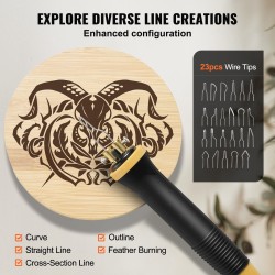 Puupolttosetti kaksi polttokynää kaksi lähtöporttia säädettävä 250–700°C digitaalinen näyttö 23 langankärkeä