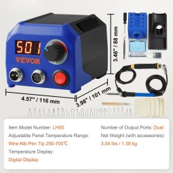 Puupolttosetti kaksi polttokynää kaksi lähtöporttia säädettävä 250–700°C digitaalinen näyttö 23 langankärkeä
