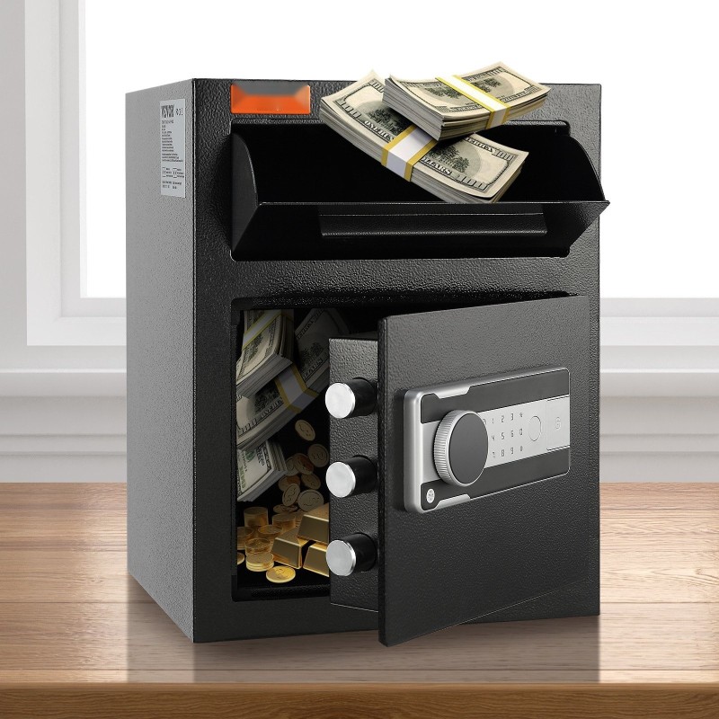 Talletuslokero kassakaappi teräs 350 x 300 x 450 mm elektroninen koodilukko