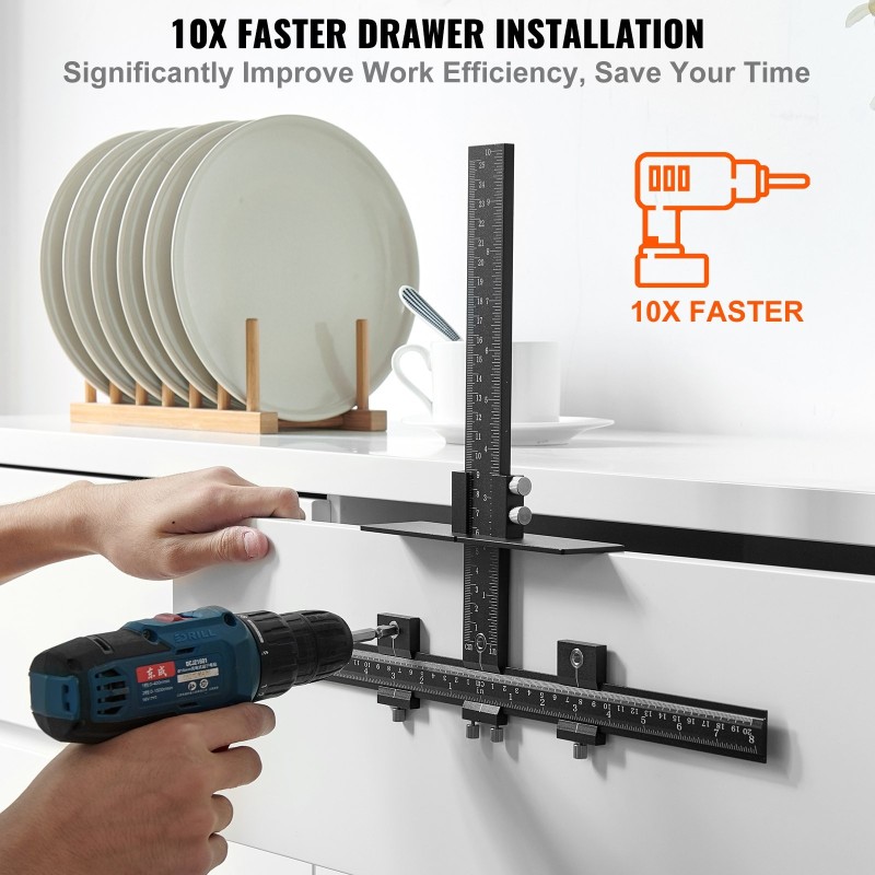 Säädettävä alumiininen kaappavedinten jigi keskipisteen merkkauspiikillä käsikiristimillä oveen ja laatikoihin