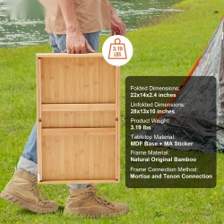 Sänky- ja sohvatarjotin bamburunko MDF-pöytätaso taitettavat jalat irrotettava mediavälilevy